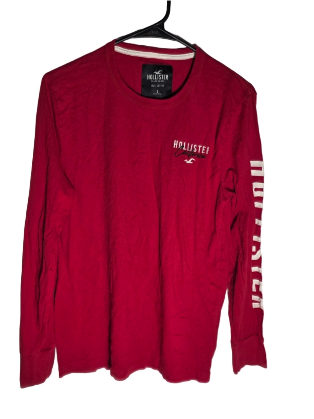 Men's Hollister Long Sleeve Tee Shirt Size S Red White preppy y2k 90's casual